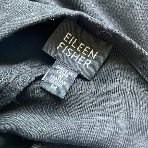 Eileen Fisher Trouser Pants Size Medium Flat Front Wool Gabardine Black Minimal - Picture 4 of 7